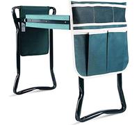 KFGISD, Sgabello da Giardino Pieghevole con Seduta e inginocchiatoio, con Imbottitura Morbida Spessa e allargabile, con 2 Tasche portautensili, Regalo,Sgabello da Giardino