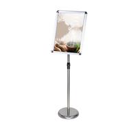 KFGISD, Supporto for cartello da pavimento con base in metallo con apertura a scatto for impieghi gravosi, visualizzazione verticale e orizzontale, 9,6 * 13,5 pollici, nero ，Espositore per poster(Whit