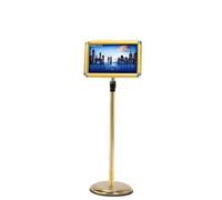 KFGISD, Supporto for cartello da pavimento con base in metallo con apertura a scatto for impieghi gravosi, visualizzazione verticale e orizzontale, 9,6 * 13,5 pollici, nero ，Espositore per poster(Gold