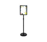 KFGISD, Supporto for cartello da pavimento con base in metallo con apertura a scatto for impieghi gravosi, visualizzazione verticale e orizzontale, 9,6 * 13,5 pollici, nero ，Espositore per poster(Blac