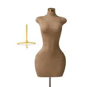 KFGISD, Supporto for manichino Femminile con Rivestimento in Velluto, manichino for Abiti Taglie Forti con Base Dorata, Modello Curvy a Mezzo Busto, Altezza Regolabile,Manichini(Tripod Base)