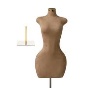 KFGISD, Supporto for manichino Femminile con Rivestimento in Velluto, manichino for Abiti Taglie Forti con Base Dorata, Modello Curvy a Mezzo Busto, Altezza Regolabile,Manichini(Square Base)