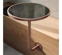 KFGISD, Tavolo da bar rotondo a parete, moderno tavolino da cocktail con piano in marmo e base in ferro, for pub e bistrot,Bancone bar circolare a parete(Black,35 * 45cm/13.8 * 17.7in)