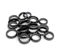 KFGJ Set di Anelli di Ematite,10/20 Pezzi di Anelli Magnetici in Ematite Genuina da 6 Mm - Dimensioni Assortite, per Donna Uomo Unisex Ansia Equilibrio Radice Chakra