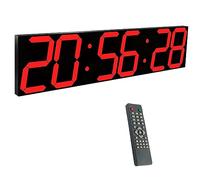 KFHDSAS Orologio da Parete Digitale A LED da 27 Pollici, Dimmer Automatico, Sveglia, Calendario, Termometro, Luminosità A 8 Livelli, con Telecomando, for Mensa di Magazzino Industriale(Red)