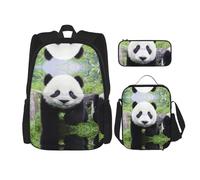 Kfjghhl Adorabile panda che cammina sulla prateria astuccio zaino borsa pranzo ragazzi ragazze scuola bookbag set college laptop studente estate