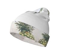 Kfjghhl Ananas sulla spiaggia estiva da donna caldo cappello lavorato a maglia regalo fodera in pile termico uomo inverno berretto caldo donna inverno nero