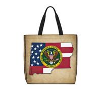 Kfjghhl Astratto North Dakota State Flag Map02 Totes Bag Grande Capacità Mano Spalla Cerniera Donna Signora Ragazza Negozio Borsa Lavoro College Quotidiano