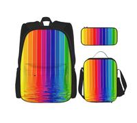 Kfjghhl Astuccio a righe arcobaleno zaino borsa pranzo ragazzi ragazze scuola bookbag set college laptop studente estate