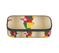 Kfjghhl Astuccio grande per ragazze e ragazzi con mappa della bandiera del Togo con stella bianca, astuccio secondario grande capienza scomparti con cerniera