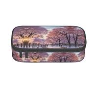 Kfjghhl Astuccio grande per ragazze e ragazzi, con scritta "Snow Falling in the Park", con scomparti con cerniera