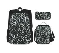 Kfjghhl Astuccio nero e bianco leopardato borsa per il pranzo per ragazzi ragazze scuola bookbag set college laptop studente estate