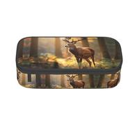 Kfjghhl Astuccio per matite con corna di cervo selvatico all'aperto grande ragazze ragazzi carino astuccio secondario grande capacità scomparti con cerniera