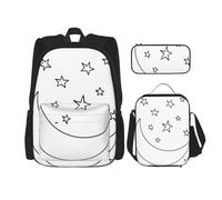 Kfjghhl Astuccio per matite con disegno di stelle, borsa per il pranzo, per ragazzi e ragazze, set di libri scolastici per università, laptop, studenti, estate