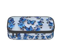 Kfjghhl Astuccio per matite con farfalle blu, grande, per ragazze e ragazzi, astuccio secondario, grande capacità, scomparti con cerniera