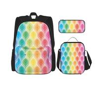 Kfjghhl Astuccio per matite con motivo a foglie sfumate con colori arcobaleno, borsa per il pranzo, per ragazzi e ragazze, set di libri scolastici per università, laptop, studenti, estate