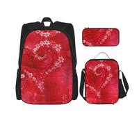 Kfjghhl Astuccio per matite con motivo floreale e cuore rosso, per San Valentino, borsa per il pranzo, per ragazzi e ragazze, set di libri scolastici per università, laptop, studenti, estate
