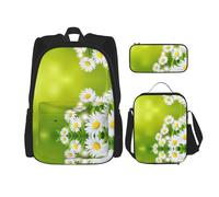 Kfjghhl Astuccio per matite con motivo floreale e margherite, borsa per il pranzo, per ragazzi e ragazze, set di libri scolastici per università, laptop, studenti, estate