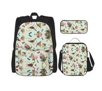 Kfjghhl Astuccio per matite con motivo uccellino, borsa per il pranzo, per ragazzi e ragazze, set di libri scolastici per università, laptop, studenti, estate