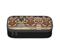 Kfjghhl Astuccio per matite con omino di pan di zenzero, grande, per ragazze e ragazzi, grazioso astuccio secondario, grande capacità, scomparti con cerniera