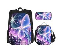 Kfjghhl Astuccio per matite e portapranzo a forma di farfalla, colore blu, viola, per ragazzi e ragazze, set di libri per la scuola, università, computer