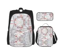 Kfjghhl Astuccio per matite e portapranzo con motivo marmo bianco e oro rosa, per ragazzi e ragazze, set di libri scolastici per università, laptop, studenti, estate