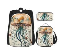 Kfjghhl Astuccio per matite e portapranzo con motivo meduse, per ragazzi e ragazze, set di libri scolastici per università, laptop, studenti, estate