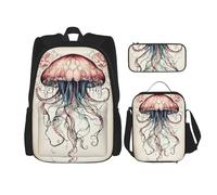 Kfjghhl Astuccio per matite e portapranzo con motivo meduse, per ragazzi e ragazze, set di libri scolastici per università, laptop, studenti, estate