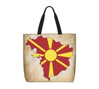 Kfjghhl Bandiera della Macedonia del Nord Map03 Totes Bag Grande Capacità Mano Spalla Cerniera Donna Signora Ragazza Negozio Borsa Lavoro College Quotidiano