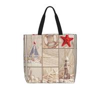 Kfjghhl Barca Spiaggia Stella Marina Shell Totes Bag Grande Capacità Mano Spalla Cerniera Donna Signora Ragazza Negozio Borsa Lavoro College