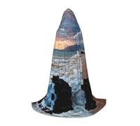 Kfjghhl Beach Maui Hawaii Sunset Sea Waves Nuvole Mantello lungo con cappuccio Adolescenti Bambino Mantello Strega Costume di Halloween Donne Uomini 89-140 cm