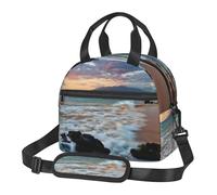 Kfjghhl Beach Maui Hawaii Tramonto Onde del Mare Nuvole Borsa Pranzo per le Donne Ampia Aperta Portatile Lunch Tote Tasca Termica Pranzo Adulti Picnic Spiaggia