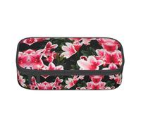 Kfjghhl Beauty Pink Floral Flowers Pencil Case Large Girls Boys Cute Pencil Case Secondario Grande Capacità Scomparti con Cerniera