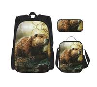 Kfjghhl Beaver, astuccio portapranzo, borsa per il pranzo, per ragazzi e ragazze, set per la scuola, per l'università, laptop, studenti, estate