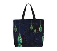Kfjghhl Bella Bottiglia Di Sotto La Notte Cielo Totes Bag Grande Capacità Mano Spalla Cerniera Donna Signora Ragazza Negozio Borsa Lavoro College Quotidi