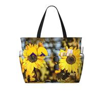 Kfjghhl Bella girasole Grande capacità Beach Travel Bag Tote Bag Donne Tasche Laptop Borsa Lavoro Adulto Palestra