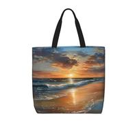 Kfjghhl Bella Spiaggia Tramonto Totes Bag Grande Capacità Mano Spalla Cerniera Donna Signora Ragazza Negozio Borsa Lavoro College Quot