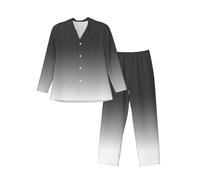 Kfjghhl Bianco A Nero Da Uomo A Maniche Lunghe Pigiama Set Bianco A Nero Uomo Manica Lunga Pj'S Set Morbido Loungwear Pantaloni Tasche Pjs, Nero , XL