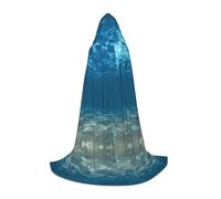 Kfjghhl Blue Ocean Sea Wavy Seascape Mantello lungo con cappuccio Adolescenti Bambino Mantello Strega Costume di Halloween Donne Uomini 89-140 cm