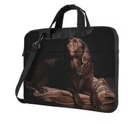 Kfjghhl Borsa classica marrone Labrador Retriever borsa per computer portatile cartella Pad scomparto notebook elegante borsa da ufficio separata, Nero , 13 inch