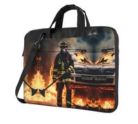 Kfjghhl Borsa classica per computer portatile con fuoco vigile del fuoco fuoco borsa per laptop ventiquattrore Pad scomparto notebook elegante borsa da lavoro separata ufficio, Nero , 13 inch