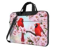 Kfjghhl Borsa classica per computer portatile con ramo di uccellino rosso, borsa per computer portatile, scomparto per notebook, elegante borsa da lavoro separata per ufficio, Nero , 15.6 inch