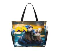 Kfjghhl Borsa da viaggio da spiaggia con animali carini e lontre marroni di grande capacità, borsa da donna con tasche per computer portatile, borsa da lavoro per adulti