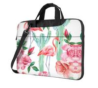 Kfjghhl Borsa per computer portatile classica con cactus fenicottero rosa borsa per laptop cartella scomparto notebook elegante borsa da lavoro separata ufficio, Nero , 13 inch