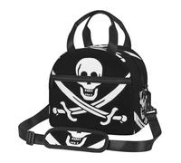 Kfjghhl Borsa per il pranzo con bandiera dei pirati per le donne ampia aperta portatile borsa per il pranzo con tasca termica per adulti picnic spiaggia
