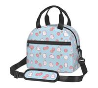 Kfjghhl Borsa per il pranzo con fragole con personaggi dei cartoni animati per le donne ampia aperta portatile Lunch Tote Pocket pranzo termico per adulti picnic spiaggia