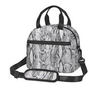 Kfjghhl Borsa per il pranzo in pelle di serpente in bianco e nero per le donne ampia aperta portatile pranzo Tote tasca termica pranzo adulti picnic spiaggia