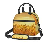 Kfjghhl Borsa termica per il pranzo con campo di grano, da donna, ampia, portatile, con tasca, per picnic, spiaggia