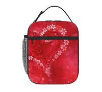 Kfjghhl Borsa termica per il pranzo con fiori rossi a forma di cuore per San Valentino, da donna, da lavoro, per adulti, per scuola, picnic, viaggi, barbecue