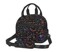 Kfjghhl Borsa termica per il pranzo con formula matematica, da donna, ampia apertura, portatile, con tasca, per adulti, picnic, spiaggia